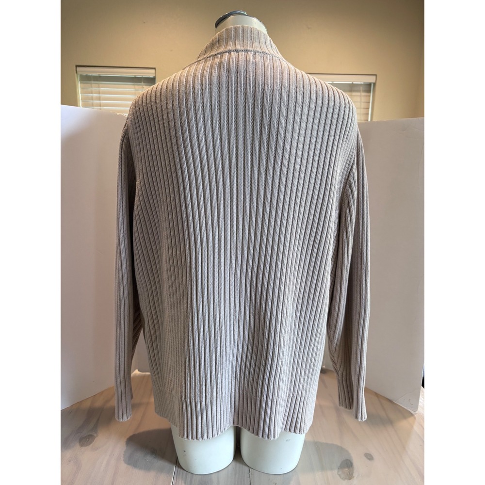 Lands End Women's 2X Beige Cable Knit Full Zip Mock Neck Cardigan Sweater 87869 - Picture 10 of 12